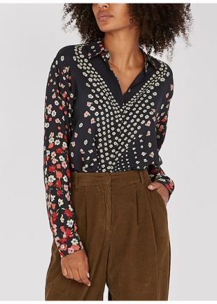 CHEMISE COL CLASSIQUE IMPRIMÉE EN SOIE MARINE/NAVY-