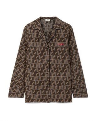 Fendi - Em­broi­dered Print­ed Shirt