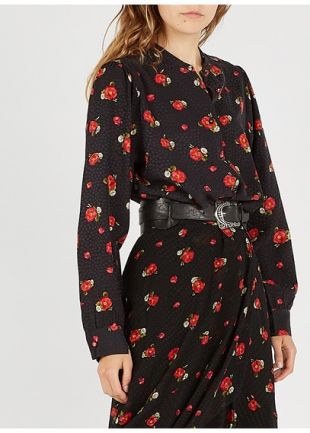 CHEMISE COL ROND IMPRIMÉ FLORAL BLACK