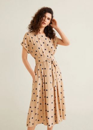 Polka-dot belt dress