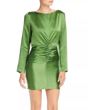 Ruched Silk Mini Dress