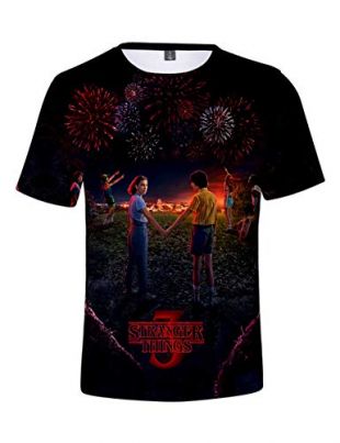 Stranger Things T Shirt, Stranger Things Tee Shirt Garçon Unisexe Femme Homme 3D Imprimé Créatif Manche Courtes Été T-Shirt Fille Tops Haut Fan de Stranger Things