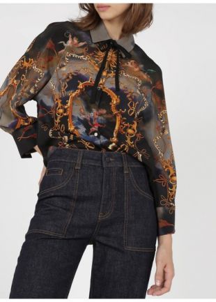 CHEMISE COL CLASSIQUE IMPRIMÉE EN CRÊPE PRINT