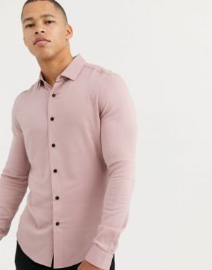ASOS DESIGN - Chemise ajustée en viscose - Rose clair | ASOS
