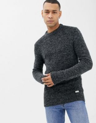 Pull ras de cou texturé chiné