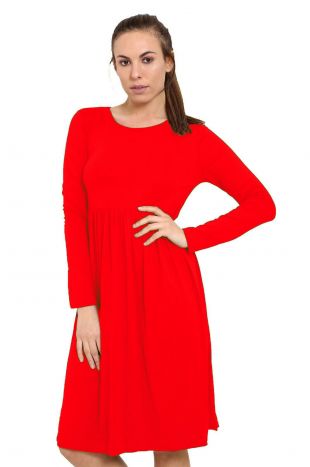 Les femmes Ã  manches longues Blouse Robe Swing ÃvasÃ© Patineuse Jersey Ã  manches longues Midi Plus  | eBay