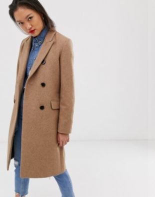 Selected Femme - Manteau croisé en laine - Marron | ASOS