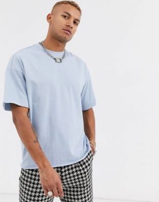 ASOS DESIGN - T-shirt ras de cou épais oversize en tissu bio - Bleu | ASOS