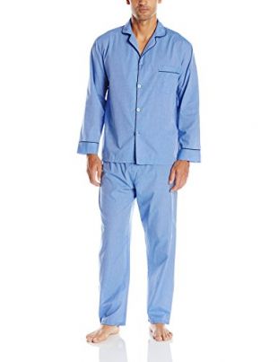 Hanes - Hanes Men's Broadcloth Pajama Set, Blue, X-Large