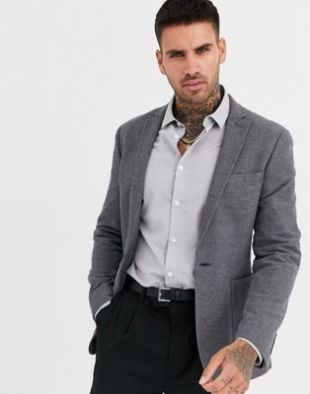 ASOS DESIGN - Blazer super ajusté en jersey piqué - Anthracite | ASOS