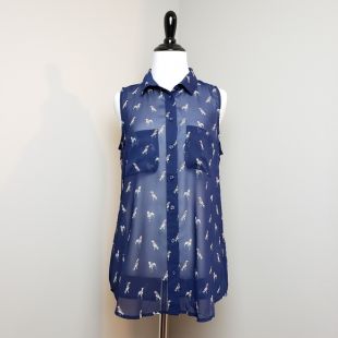 Banana Republic sleeveless dog print blouse