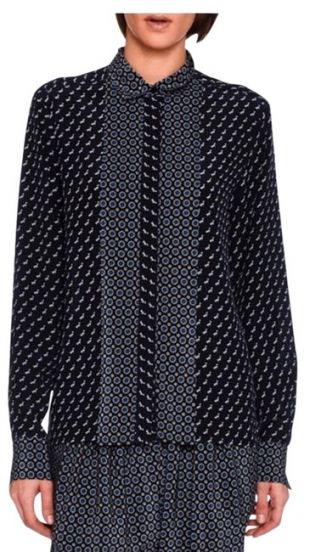 Stella McCartney Blue Dog-print Silk Blouse