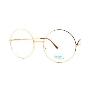 juicyorange - Super Oversized Round Circle Frame Clear Lens Glasses Gold