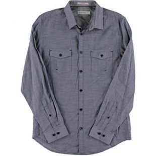 Calvin Klein Men's Long Sleeve Double Pocket Solid Button Down Shirt
