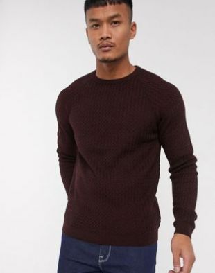 ASOS DESIGN - Pull en maille à motif tressé texturé - Rouge | ASOS