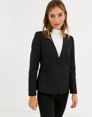 Mango - Blazer sans col - Noir | ASOS
