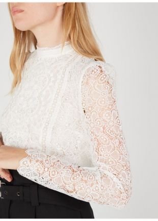 TOP COL VICTORIEN EN DENTELLE  BLANC