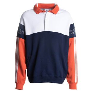 adidas Originals Rugby Sweatshirt With Three Stripes in Navy and White