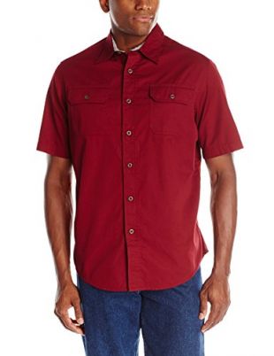 Wrangler Authentics Men's Short-Sleeve Classic Woven Shirt, Biking Red, X-Large