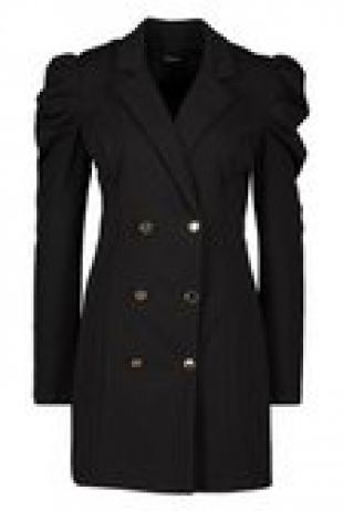 Puff Sleeve Button Blazer Dress | Boohoo