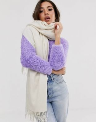 ASOS DESIGN - Écharpe oversize en laine à franges - Blanc | ASOS