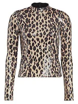 Marshall Sequin Leopard Print Mockneck Top