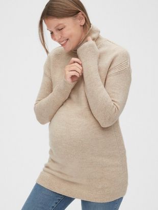 Maternity Cozy Turtleneck Tunic Sweater