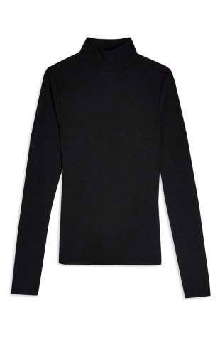 Topshop - Mock Neck Mesh Top