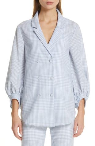 Gingham Tropical Wool Blouse