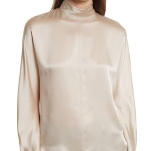 Mock Neck Satin Blouse