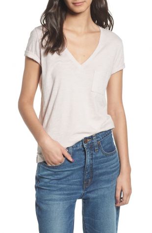 Whisper Cotton V Neck Pocket Top