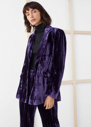 Crushed Velvet Double Breasted Blazer