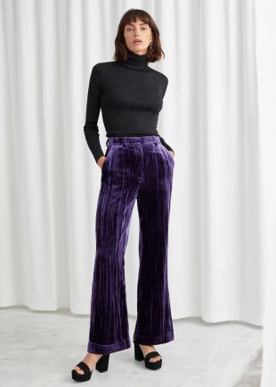 Crushed Velvet Kick Flare Trousers