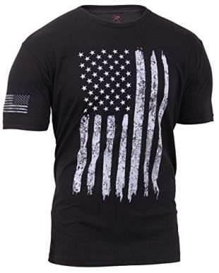 ROTHCO Distressed US Flag Athletic Fit T-Shirt, XL, Black