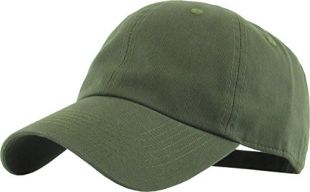 KB-LOW OLV Classic Cotton Dad Hat Adjustable Plain Cap. Polo Style Low Profile (Unstructured) (Classic) Olive Adjustable