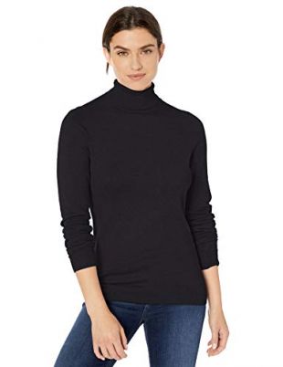Amazon Essentials Women's Lightweight Turtleneck Sweater, Black, Large