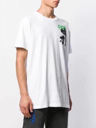 Blurred Graffiti Logo Print WhiteT-shirt