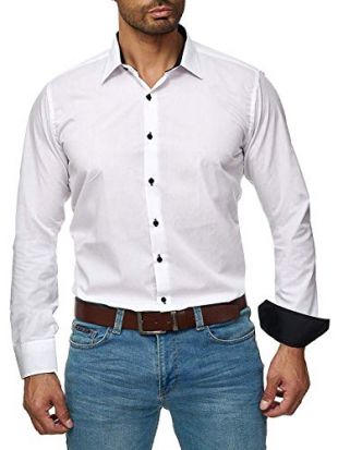 Gdtime Homme Chemise Manches Longues sans Repassage Facile Slim Fit Uni Infroissable (Blanc, XL(EU))