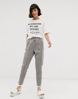 Only - Pantalon à carreaux élastique noué à la taille | ASOS