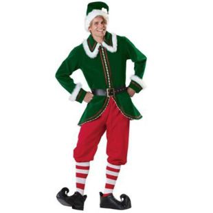 €6.17 25% de réduction|Luxe adulte noël père noël Costume vert noël elfe Couple Cosplay carnaval Macot fête déguisement on AliExpress