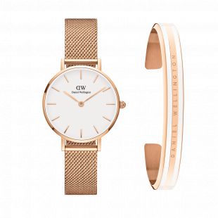 Petite Melrose 28 (White) + Classic Slim Bracelet Satin White Small