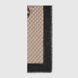 Gucci Écharpe en laine à imprimé Web et serpent