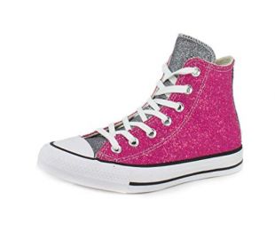 Converse Chuck Taylor All Star Glitter Hi Rose Fonce/Argent/Blanc Synthétique