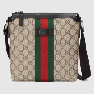 Gucci Sac à bandoulière plat Suprême GG avec bande Web