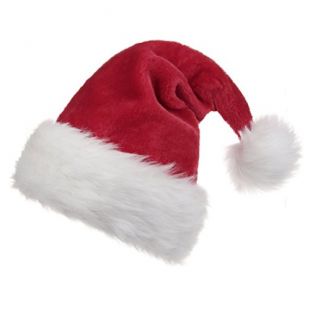 B-Land Unisex-Adult's Santa Hat, Velvet Christmas Hat with Plush Trim &and Comfort Liner