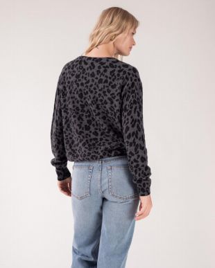 Cardigan cachemire gris anthracite leoprint SANTA LEO