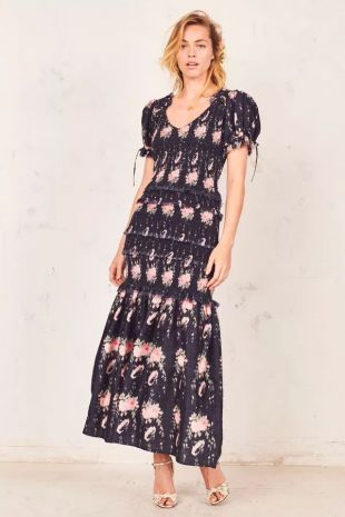 loveshackfancy - Black Floral Smocked Dress