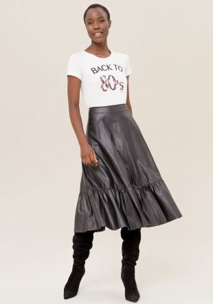 Midi skirt with flounce