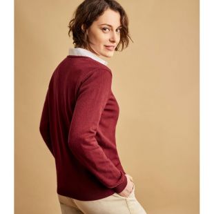 Pull à col v en cachemire et mérinos