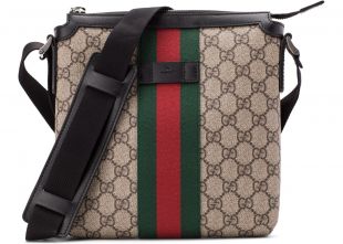 Gucci Flat Messenger GG Supreme Web Beige/Black